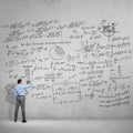 Man draw science formulas Royalty Free Stock Photo