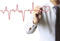 Man drawing chart heartbeat Royalty Free Stock Photo