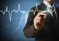 Man drawing heart and chart heartbeat Royalty Free Stock Photo