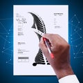 Man drawing the sketch of dna