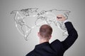 Man drawing a world map Royalty Free Stock Photo