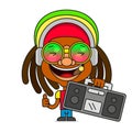 Man With Dreadlocks Hairstyle For Rastafarian And Reggae Theme Illustration Suitable For Greeting Card, Poster Or T-shirt Printing