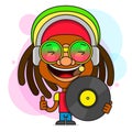 Man With Dreadlocks Hairstyle For Rastafarian And Reggae Theme Illustration Suitable For Greeting Card, Poster Or T-shirt Printing