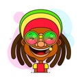 Man With Dreadlocks Hairstyle For Rastafarian And Reggae Theme Illustration Suitable For Greeting Card, Poster Or T-shirt Printing