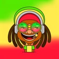 Man With Dreadlocks Hairstyle For Rastafarian And Reggae Theme Illustration Suitable For Greeting Card, Poster Or T-shirt Printing