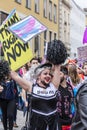 2019: A man dressed as a cheerleader attending the Gay Pride parade also known as Christopher Street Day CSD in Munich, Germany Royalty Free Stock Photo