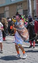 Man dressed as Guaricha dancing in the Diablada Pillarena parade in the city of Pillaro - Ecuador