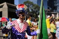 Man dressed as Uncle Sam at pro impeachment rally