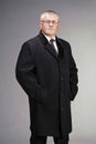 Man dressed in black wool coat