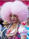 2018: A man dressed in extravagant female clothes attending the Gay Pride parade also known as Christopher Street Day CSD in MUC