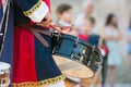 Man Dressed in Medieval Clothes Playing Drum Royalty Free Stock Photo