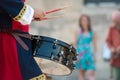 Man Dressed in Medieval Clothes Playing Drum Royalty Free Stock Photo