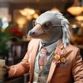 Hyperrealistic Animal Portraits: Dove Dressed As A Dolphin In Formal Attire