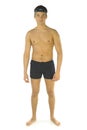 Man dressed swimming trunks