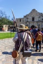 Man dressed up as soldier for the anniversary of the Battle of the Alamo