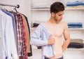 Man in dressing room Royalty Free Stock Photo