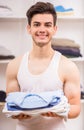 Man in dressing room Royalty Free Stock Photo