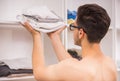 Man in dressing room Royalty Free Stock Photo