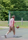 Man dribbles basket ball Royalty Free Stock Photo