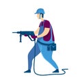 Man with drill flat color vector faceless character Royalty Free Stock Photo