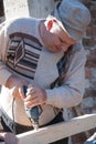 Man drilling wood Royalty Free Stock Photo