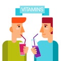 Man Drink Vitamins Cocktail Bottle Essential Chemical Elements Nutrient Minerals Royalty Free Stock Photo