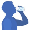 Man drink water. Concept of healthy lifestyle. Vector