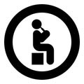 Man drinking alcohol from bottle of beer wine drunk people concept stick use beverage drunkard booze sit on box icon in circle