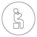 Man drinking alcohol from bottle of beer wine drunk people concept stick use beverage drunkard booze sit on box icon in circle