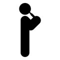 Man drinking alcohol from bottle of beer wine drunk people concept stick use beverage drunkard booze standing icon black color