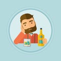 Man drinking alone at the bar vector illustration. Royalty Free Stock Photo