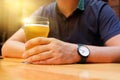 Man drinking beer in the bar. Royalty Free Stock Photo