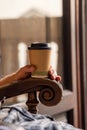 Man drinking coffee from disposable cup Royalty Free Stock Photo