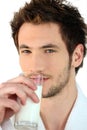 Man drinking milk Royalty Free Stock Photo