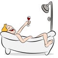 Man Drinking Wine In The Bathtub Royalty Free Stock Photo