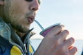 Man Drinking Yerba Mate drink Royalty Free Stock Photo