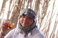 Man drinks Bedouin tea Royalty Free Stock Photo