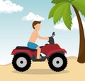 Man drive atv on beach