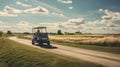 Luxurious Golf Cart Driving On Dirt Road In Tonalist Style Royalty Free Stock Photo