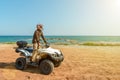 A man is driving ATV on off-road. Royalty Free Stock Photo