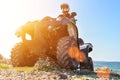 A man is driving ATV on off-road. Royalty Free Stock Photo