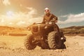 A man is driving ATV on off-road. Sunny Royalty Free Stock Photo