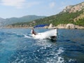 Man driving a boat Royalty Free Stock Photo