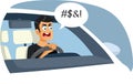 Stressed Driver Swearing Behind the Wheel Vector Cartoon Illustration Royalty Free Stock Photo