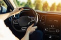 Man driving a car, an image of a man driving a car holding a steering wheel Royalty Free Stock Photo