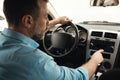 Man Driving Car And Listening To Music Royalty Free Stock Photo