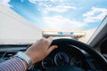Man driving car using one Royalty Free Stock Photo