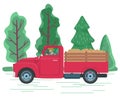 Man Driving Lorry with Potato Harvest, Farming