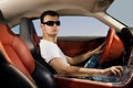 Man driving modern sport car Royalty Free Stock Photo