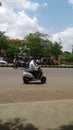 Man driving on motorcycle in the street of Solapur